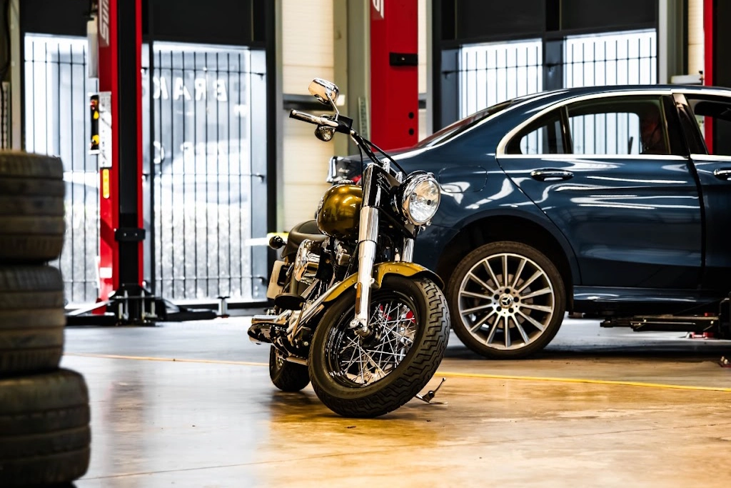 Motorcycle MOT Test - Workshop Interior - Bartlett Automotive, Peterborough, Cambridgeshire