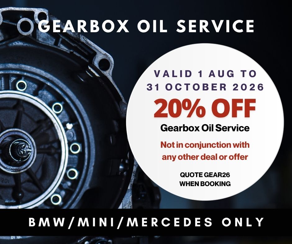 Gearbox oil service, 20% off - BMW, MINI and Mercedes only